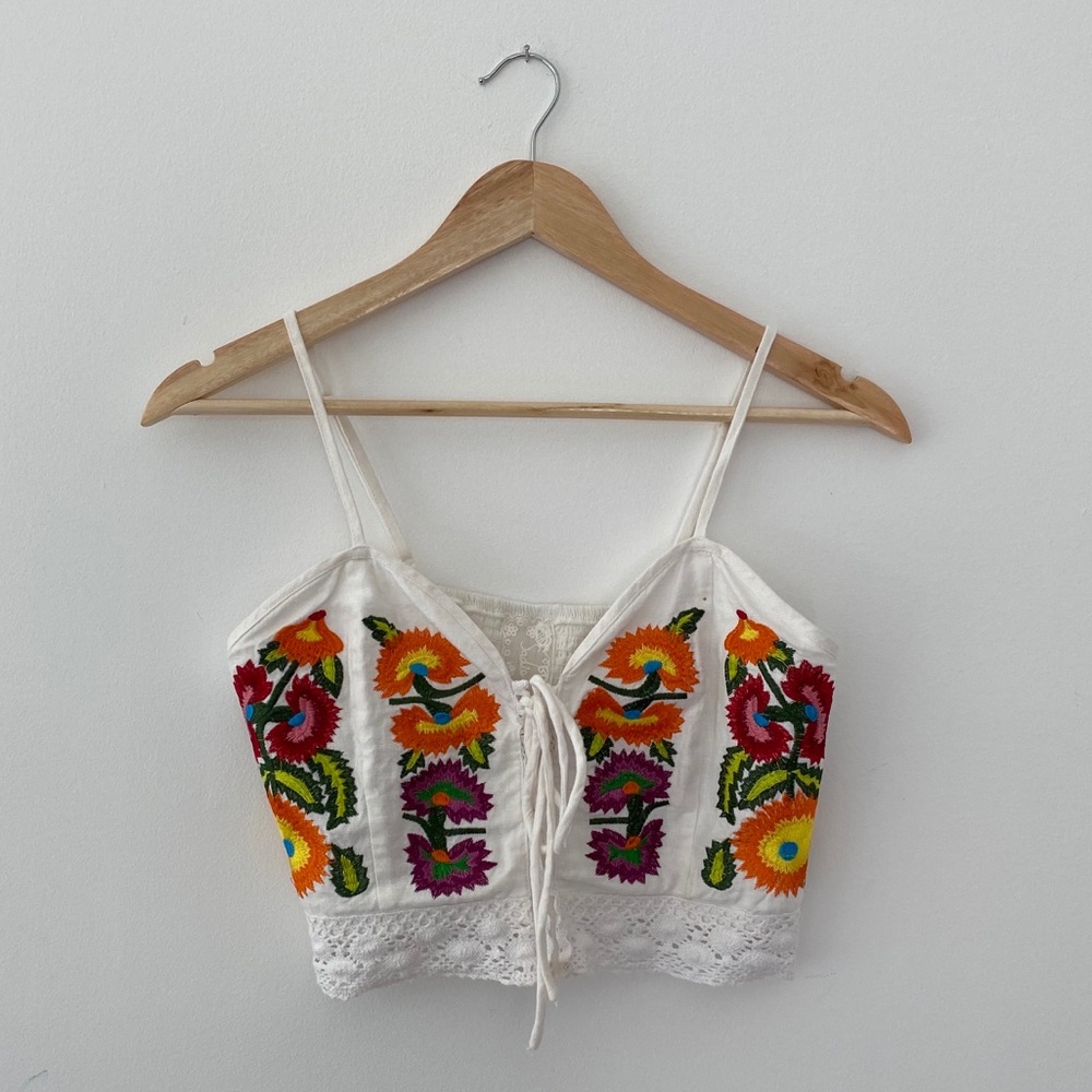 SADIE AND SAGE  embroidered bralette/crop top